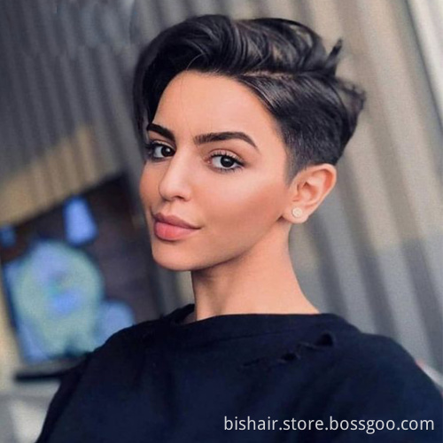 Wholesale Short Straight Lace Side Part Pixie Bob Human Hair Wig For Women With Brazilian Remy Ombre Blonde Colore Wigs